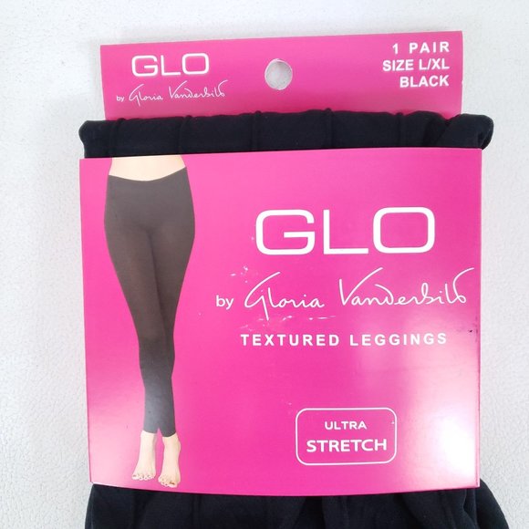 Glo Textured Leggings Size L/XL Black by Gloria Vanderbilt - Picture 2 of 6